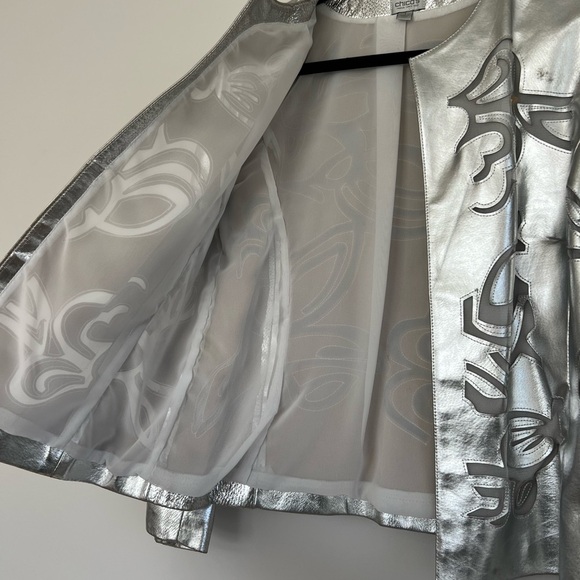 Chicos Silver Leather Jacket - Picture 2 of 12